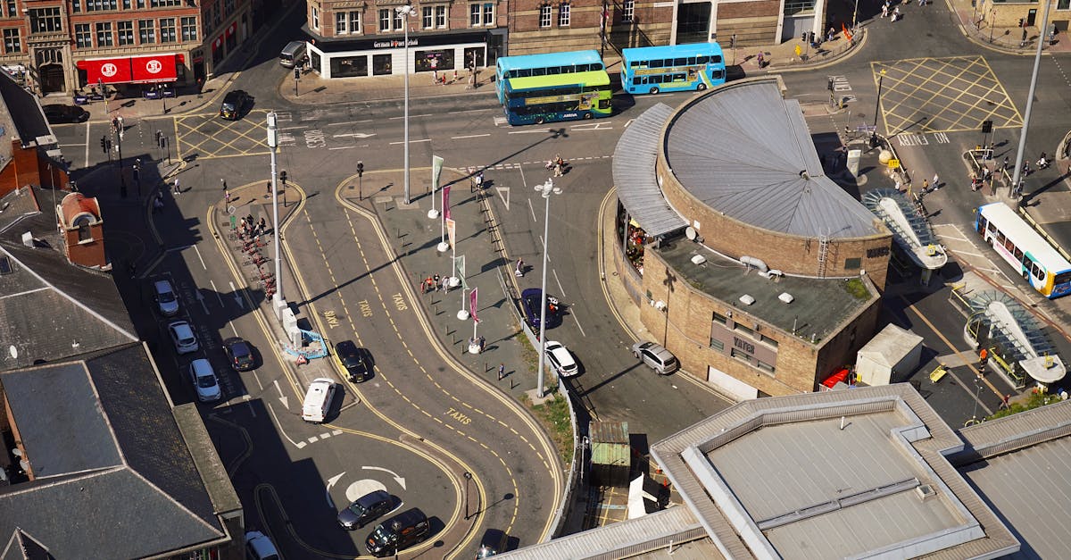 Explore the bustling streets of Liverpool from above, showcasing the dynamic urban landscape.