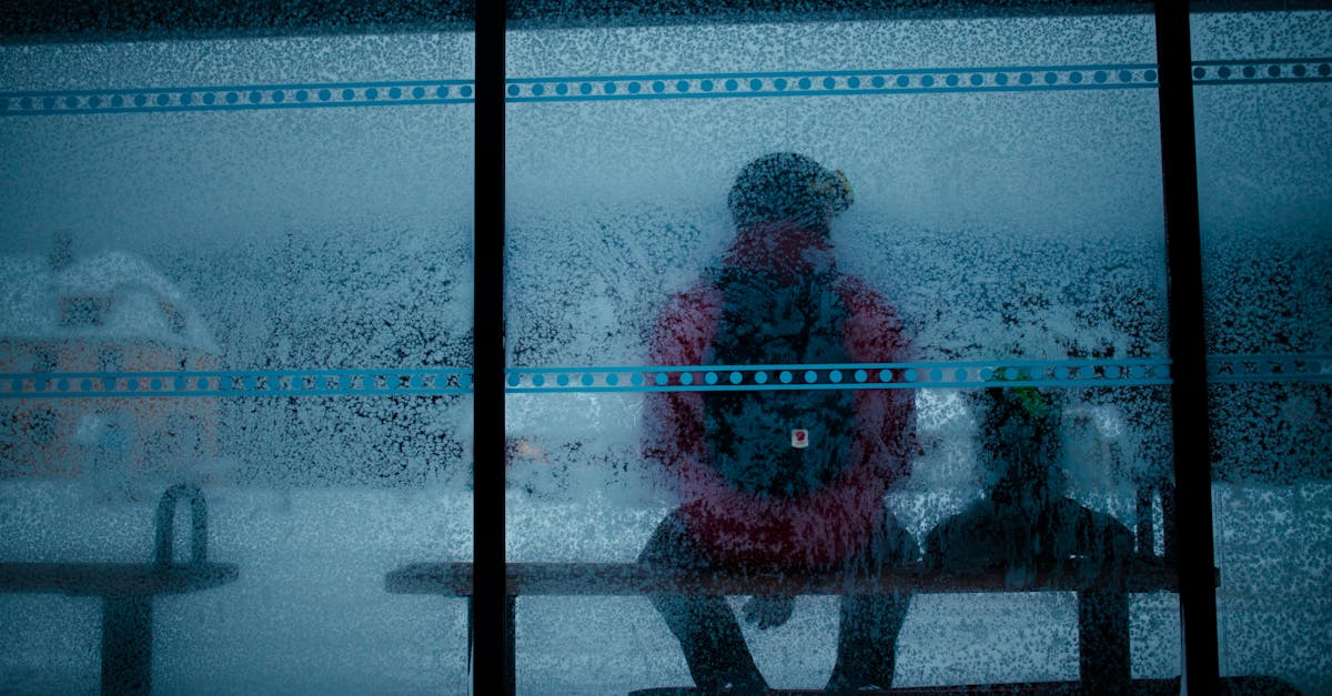 A person in silhouette sits behind a frosted glass panel, capturing the essence of a cold winter day.