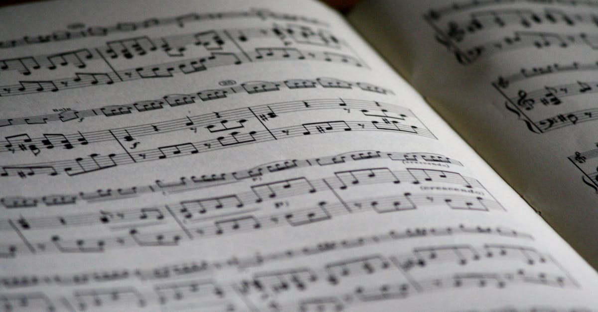 Detailed close-up of a music sheet showing complex musical notes and compositions.