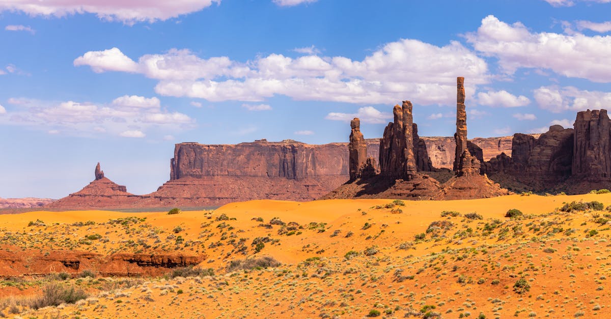 Beautiful desert landscape featuring iconic rock formations in Monument Valley, Arizona.