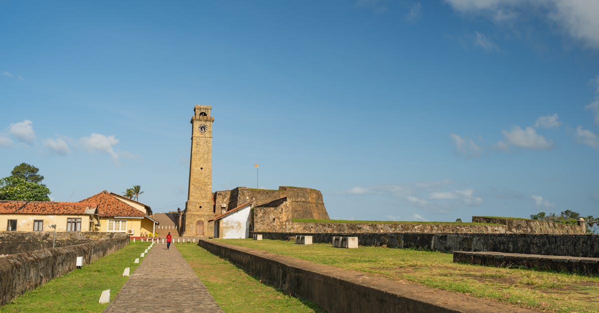 A stunning view of Galle Fort in Sri Lanka, featuring historic architecture and vibrant summer skies.