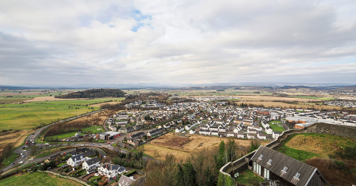 Aerial photograph capturing the expansive landscape of Stirling, Scotland.