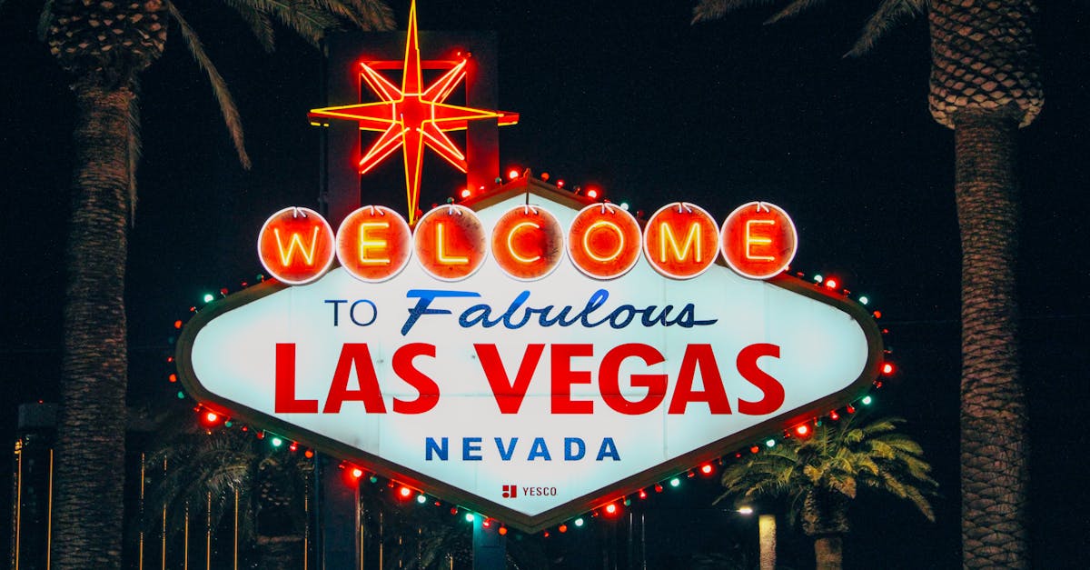 The iconic Welcome to Fabulous Las Vegas sign illuminated at night with palm trees in the background.