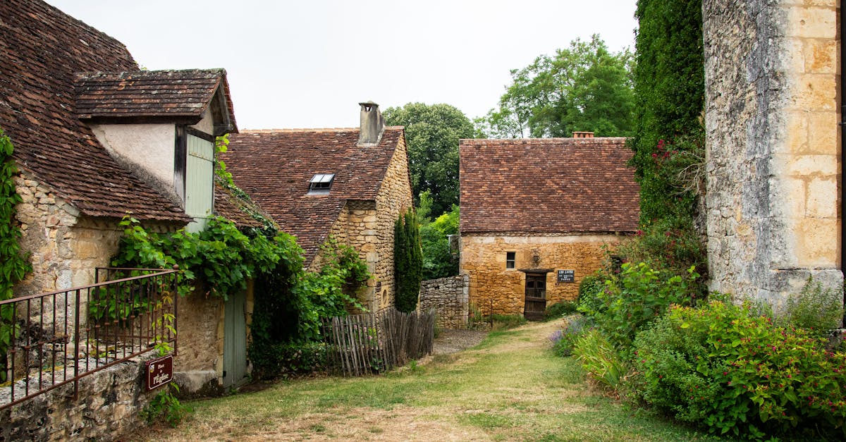Rustic stone cottages in a serene Nouvelle-Aquitaine village, perfect for travel explorations.