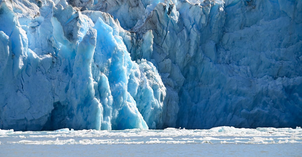 Stunning view of blue ice formations at Dawes Glacier in Endicott Arm, Alaska.