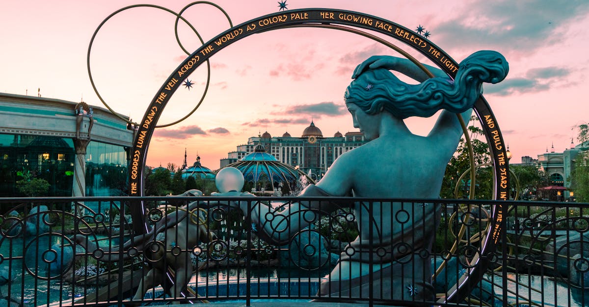 Captivating view of a sculpture at sunset in Universal Orlando Resort.