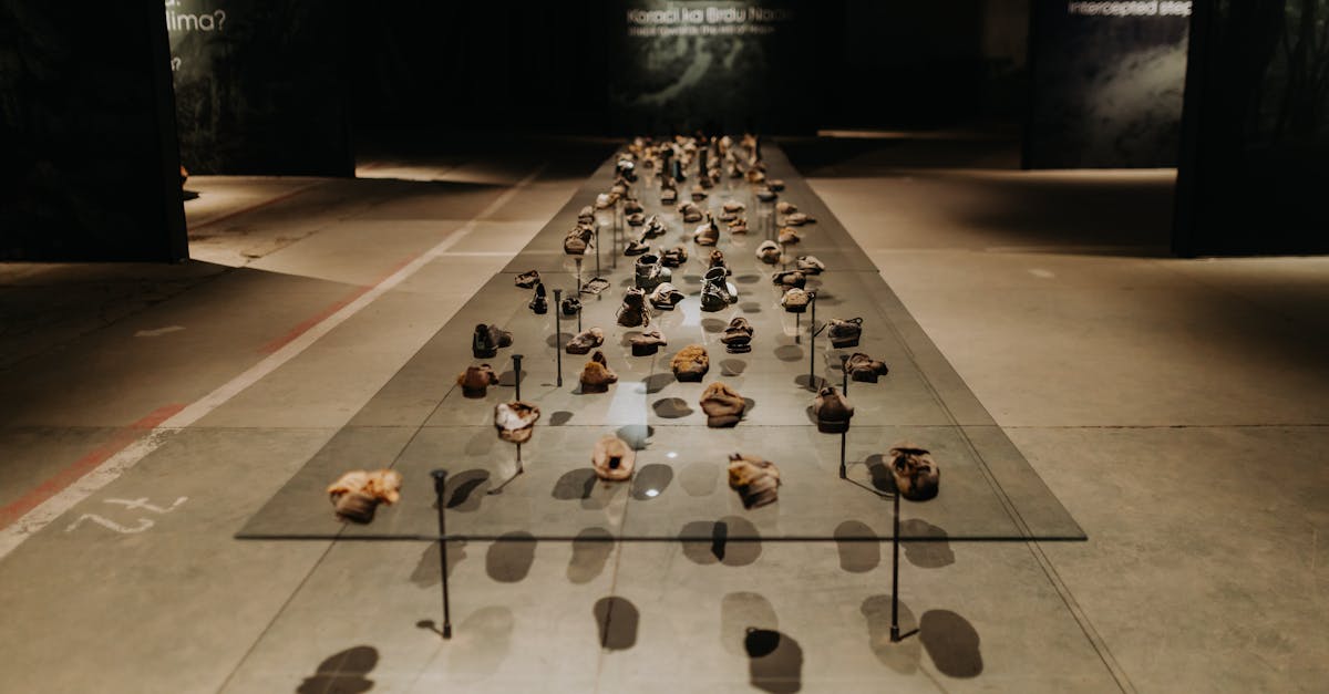 An artistic display of stones in a gallery at Srebrenica, Bosnia and Herzegovina.