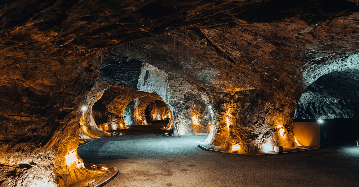 Dramatic lighting highlights the textures within the underground cave tunnels in Iğdır, Türkiye.
