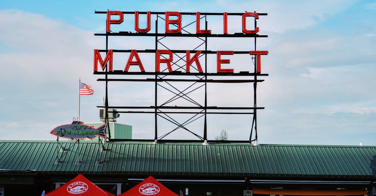 The famous Public Market sign at Pike Place Market, Seattle, Washington.