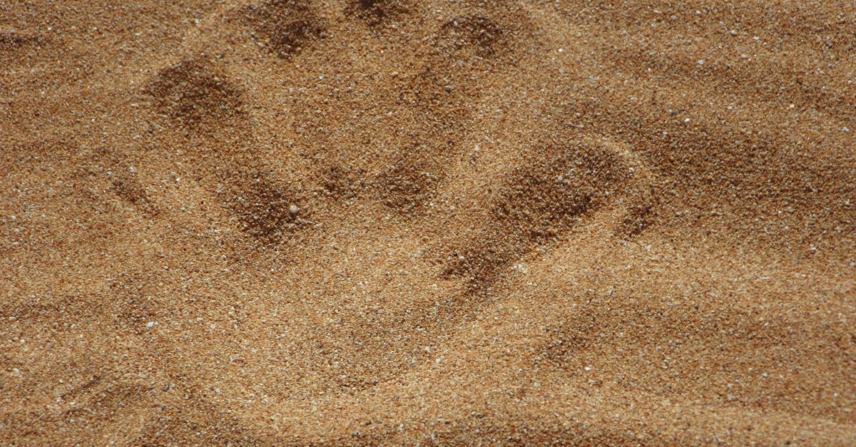 A close-up view of a handprint imprinted on the golden sand, creating a natural texture.